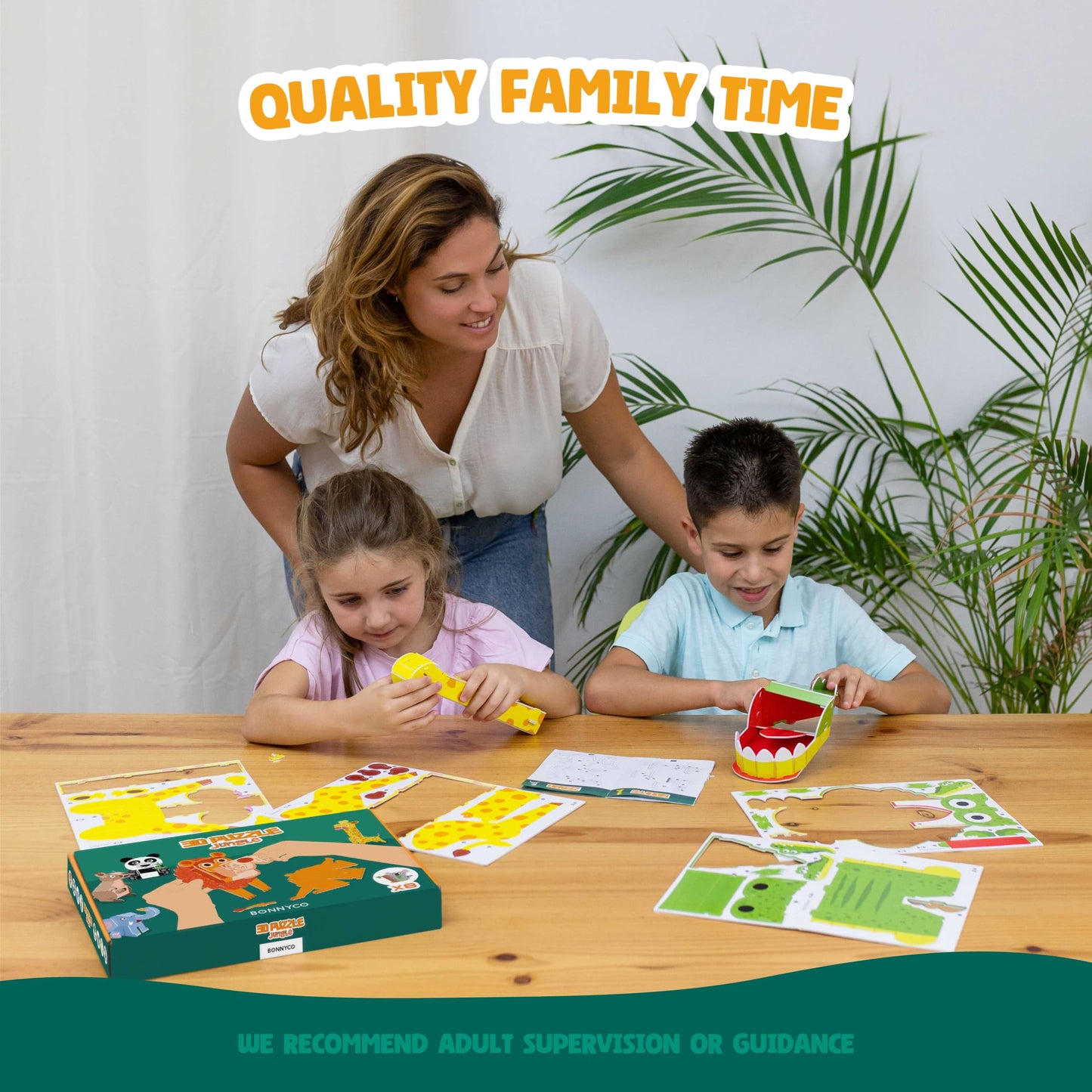3D Puzzles for Kids Toys Jungle Animals Pack 8 - BONNYCO | 3D Puzzle Jigsaw 6-8 8-13, Educational Girl and Boy Toys, Gifts for Kids Activity, Birthday Gifts for Boys | Rompecabezas 3-D Foam, Christmas