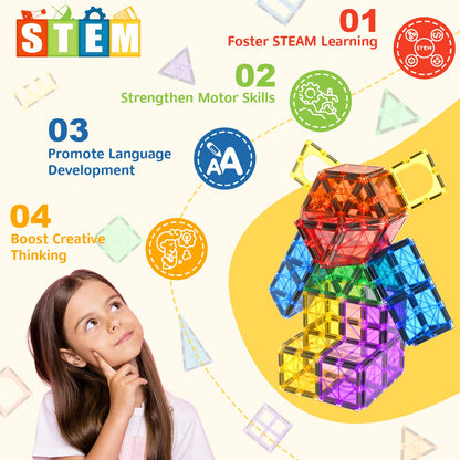 100PCS Magnetic Tiles STEM Building Toys Set