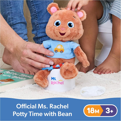 Ms. Rachel Potty Time with Bean, 11” Plush Teddy Bear with Play Toilet & Accessories, Toddler Toys for Girls & Boys for Ages 18 Months to 3+