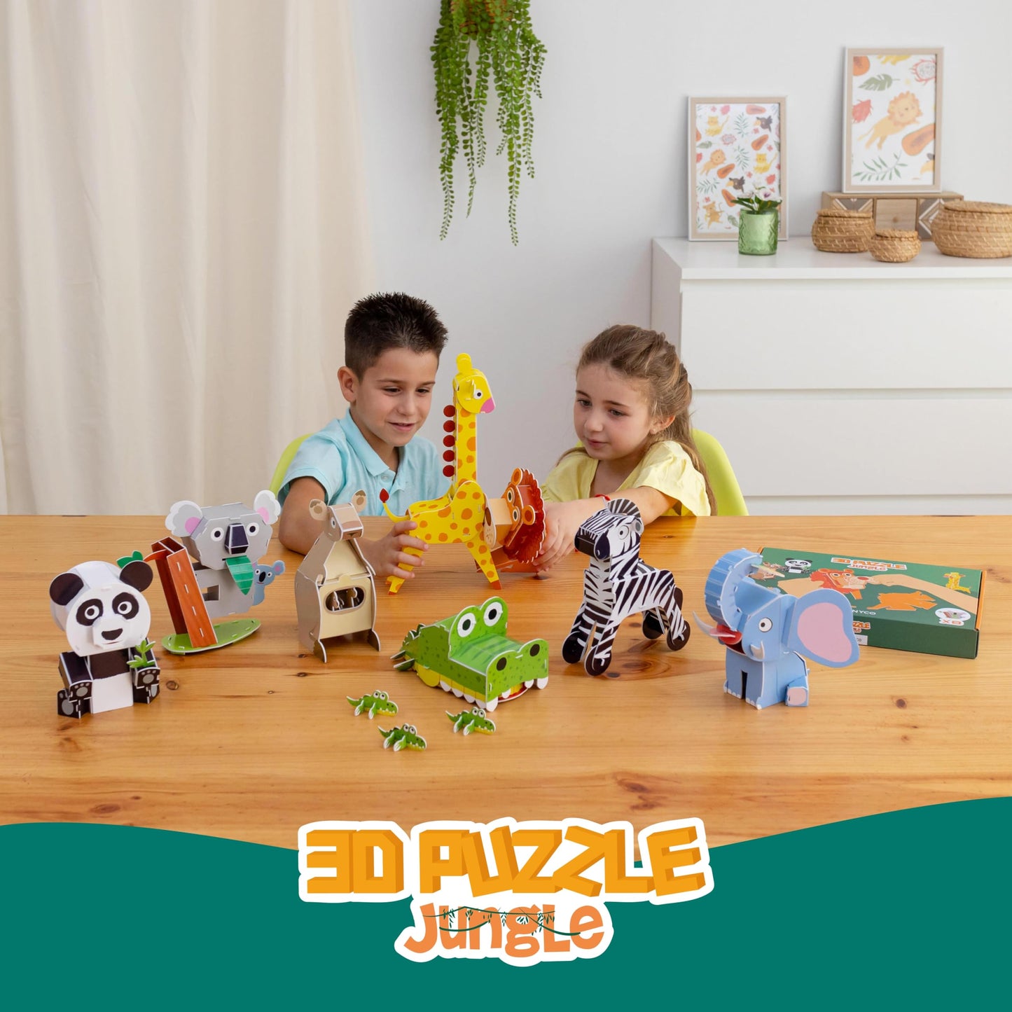 3D Puzzles for Kids Toys Jungle Animals Pack 8 - BONNYCO | 3D Puzzle Jigsaw 6-8 8-13, Educational Girl and Boy Toys, Gifts for Kids Activity, Birthday Gifts for Boys | Rompecabezas 3-D Foam, Christmas
