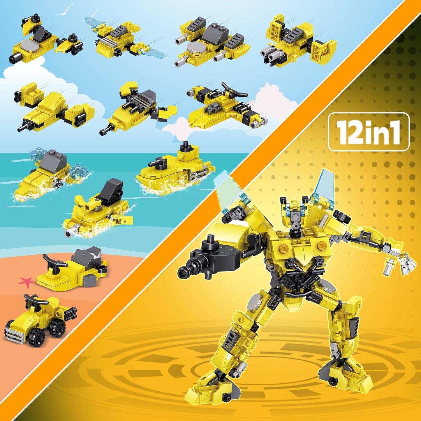 24 Packs Party Favors for Kids - Transform Robot Building Blocks, 12-in-1 Creative Action Mech Toy Building Set for Classroom Prizes Stocking Stuffers, Birthday Valentines Easter Gifts for Boys Girls