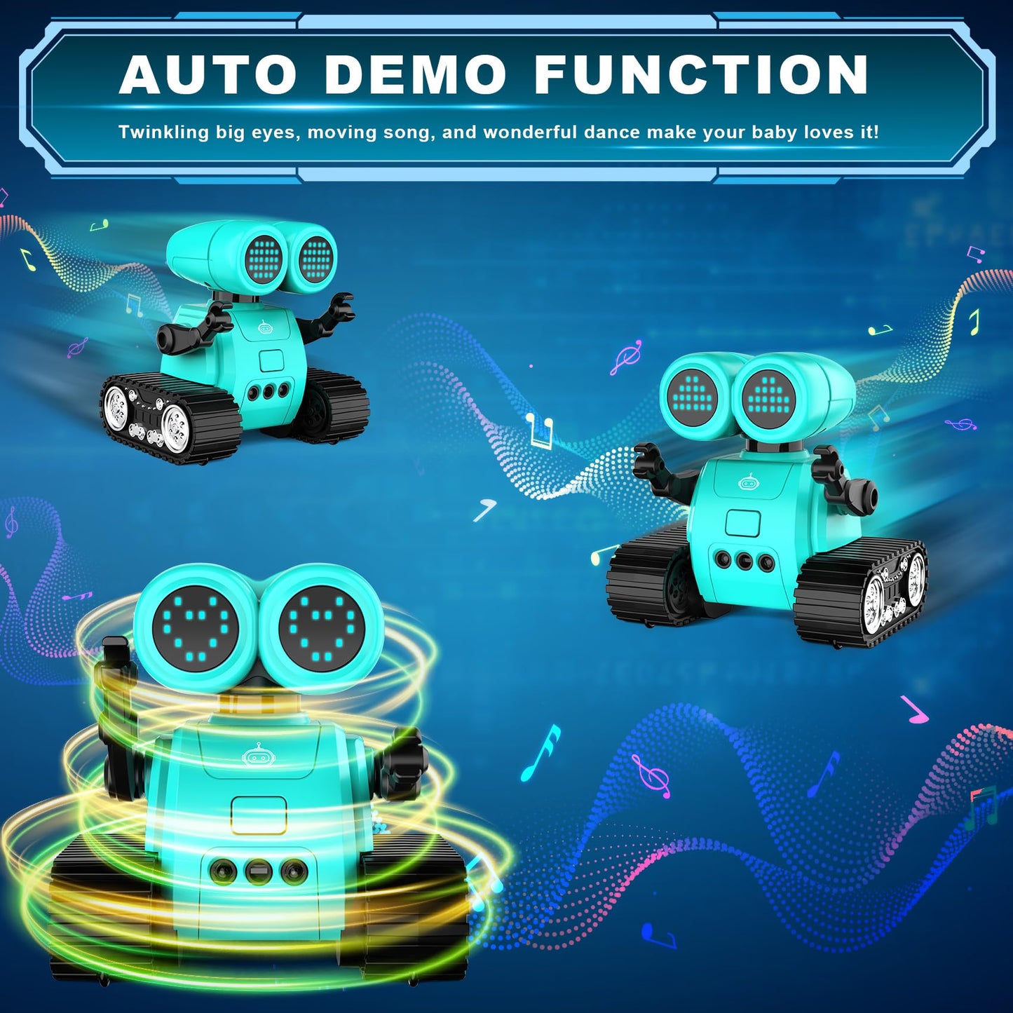 Hamourd Robot Toys for Boys Girls, Emo Robot with Walkie-Talkie Function, Gesture Sensing, Flexible Head & Arms, Programming Motion, Dance Moves, Music, Multi-Mode LED Eye, Toys for Ages