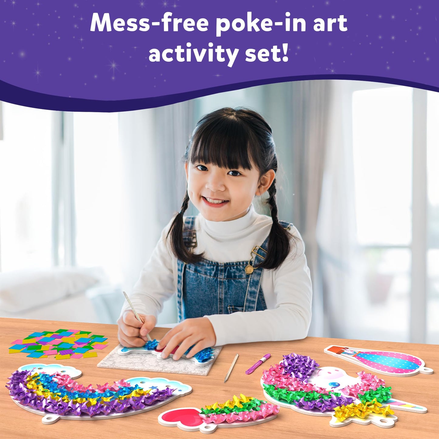 Skillmatics Poke-in Art - Magical Princesses, Mess-Free Fun for Kids, DIY Wood Craft Kits, Creative Activity, Gifts for Girls & Boys Ages 4, 5, 6, 7, 8, 9