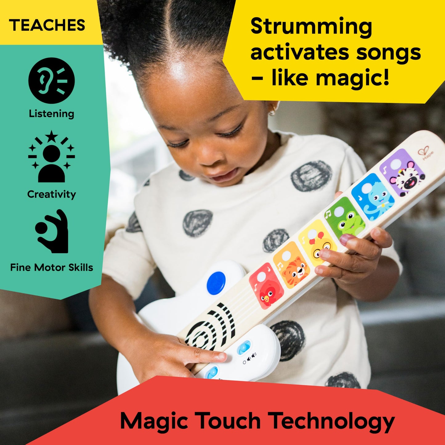 Baby Einstein and Hape Magic Touch Wooden Toy Piano, Montessori Musical Learning Toy for Babies and Toddlers 6mo+
