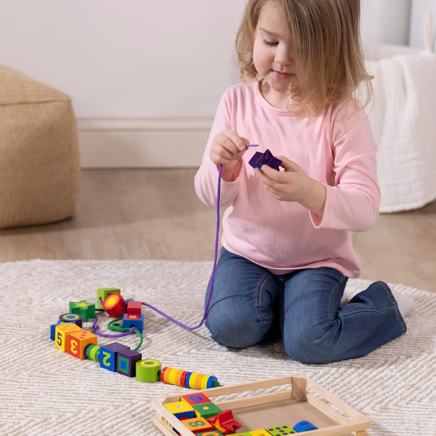 Melissa & Doug Deluxe Wooden Lacing Beads