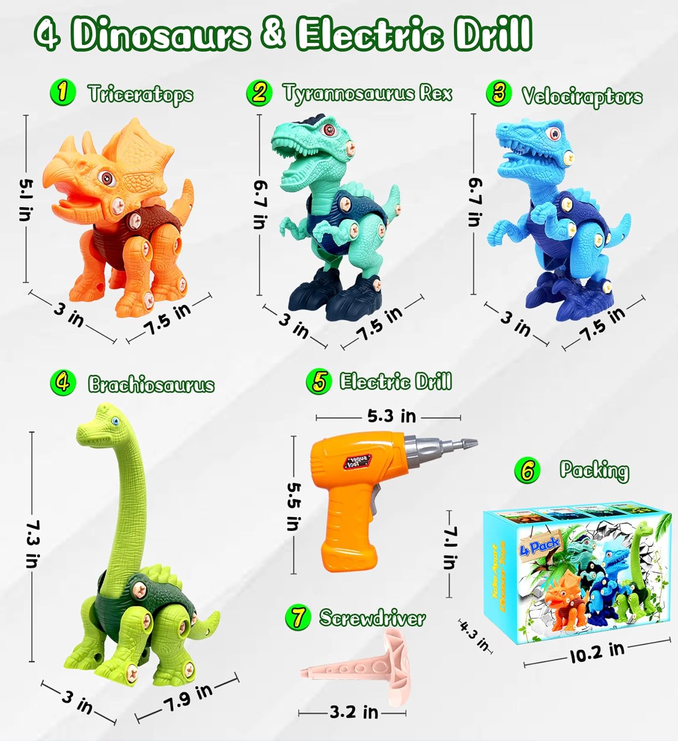 Dinosaur Toys for Kids, 4 Pack Take Apart Dinosaur Toys
