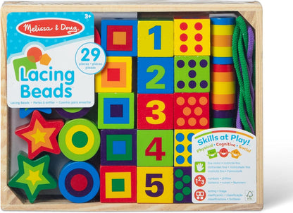 Melissa & Doug Deluxe Wooden Lacing Beads