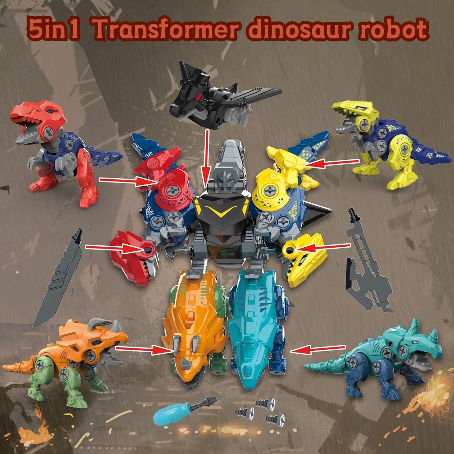 Dinosaur Transform Robot Toys Set