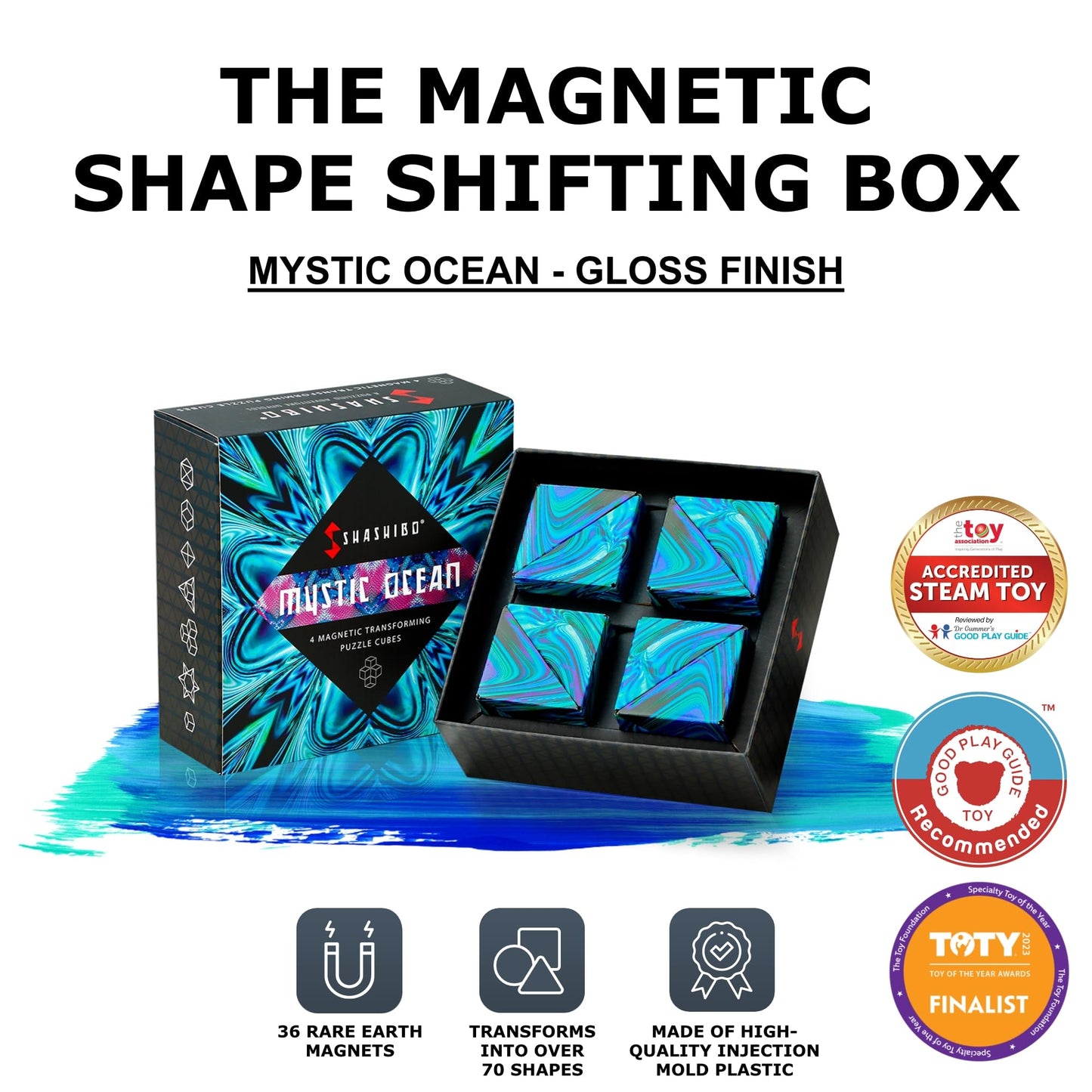 Shashibo Shape Shifting Box - STEM Magnetic Fidget Cube That Transforms Into Over 70 Shapes, Download Fun in Motion Toys Mobile App (Spaced Out)
