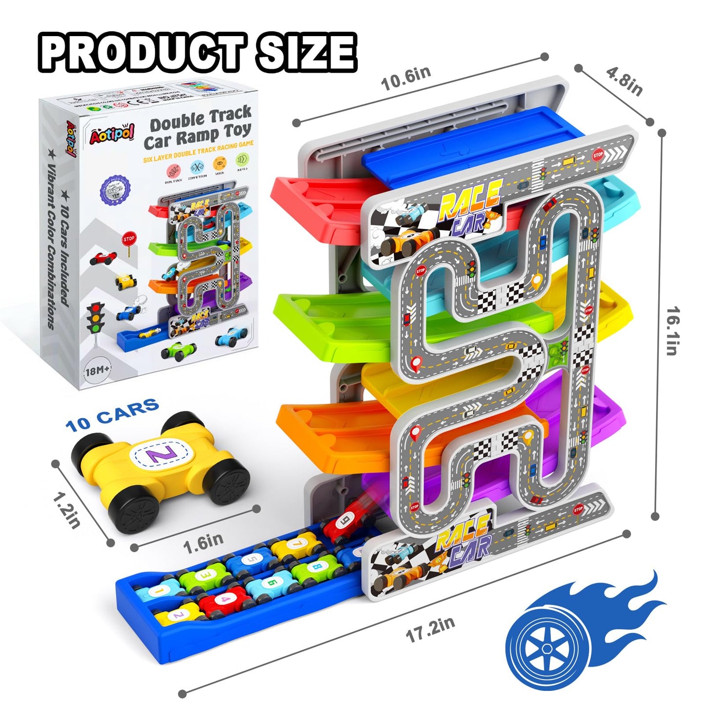 Car Ramp Toys with 6 Cars & Race Tracks