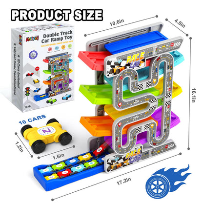 Car Ramp Toys with 6 Cars & Race Tracks