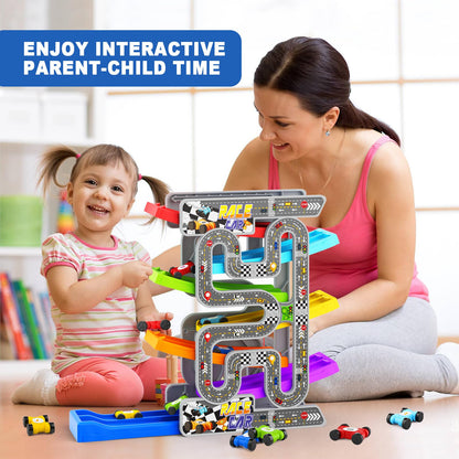 Car Ramp Toys with 6 Cars & Race Tracks
