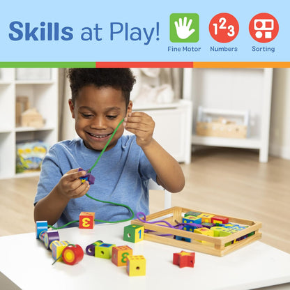 Melissa & Doug Deluxe Wooden Lacing Beads