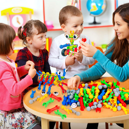 Kids STEM Building Toys for 3 4 5 6 7 8+ Year Old Boy Girl Birthday Gift, 125 Pcs Preschool Classroom Educational Building Blocks Stem Kits Activities Ages 3-5 4-8 5-7 6-8 Engineering Creative Games