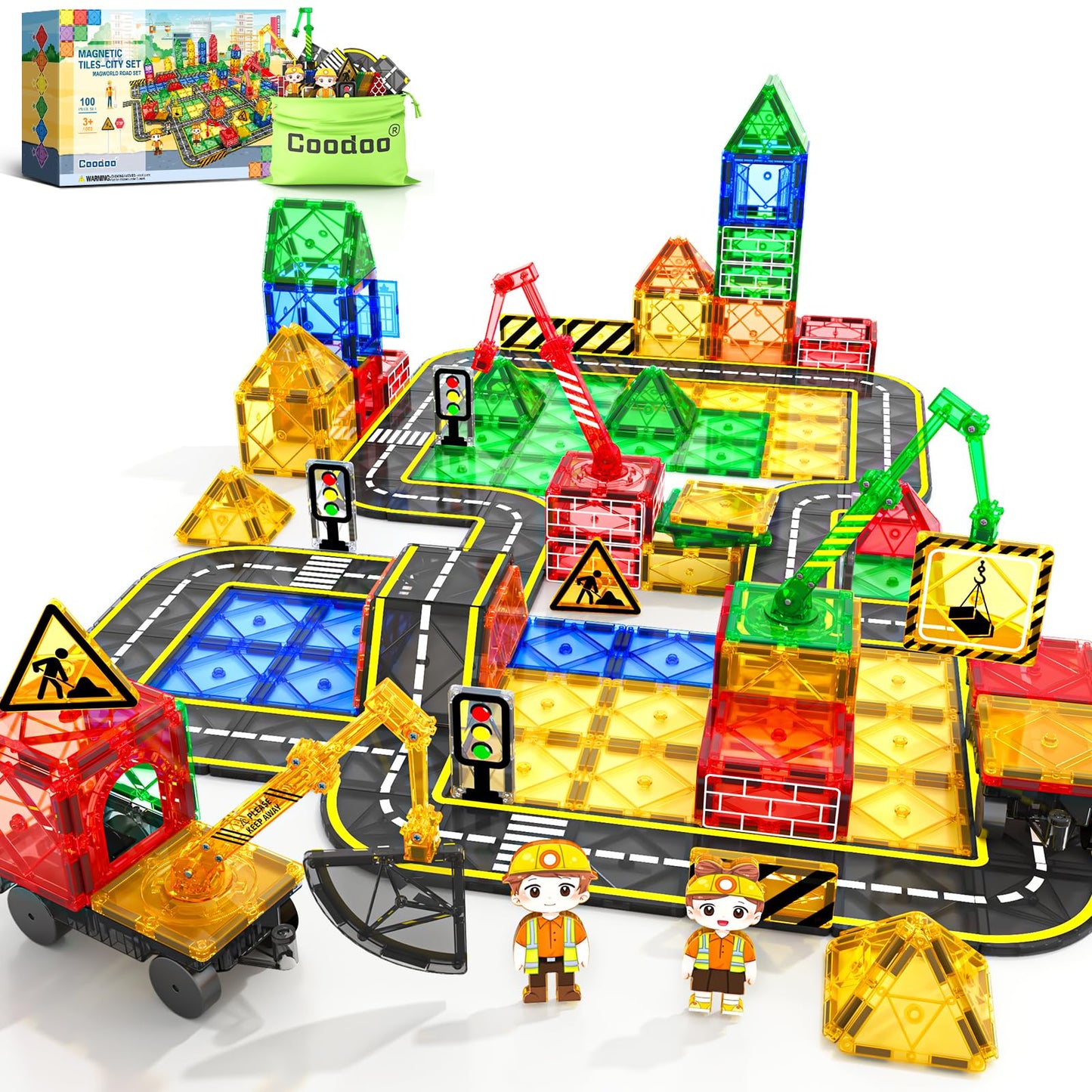 100PCS Magnetic Tiles STEM Building Toys Set