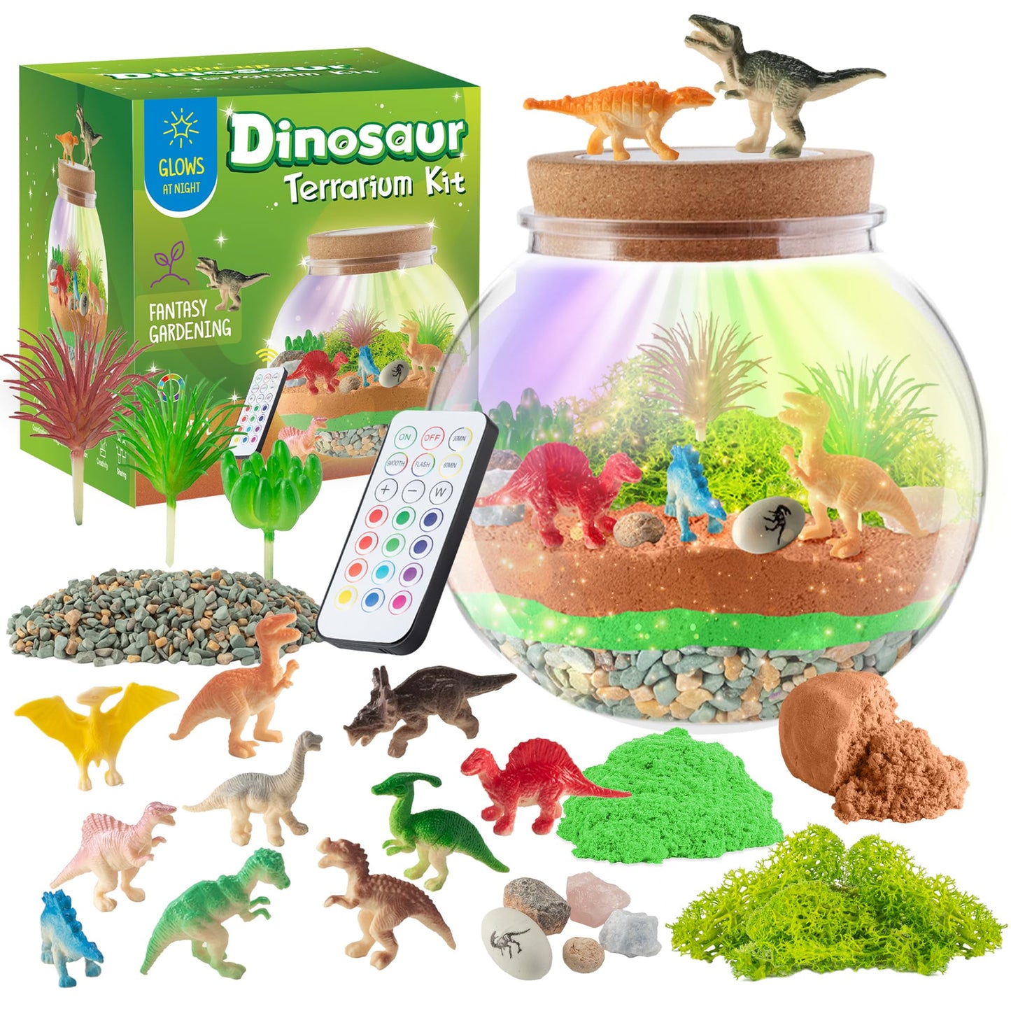 Unicorn Light-Up Terrarium Kit for Kids - LED Night Light Birthday Gift for Girls Ages 4 5 6 7 8-12 Year Old - Unicorn Toys for Girls - DIY Arts and Crafts Kit for Kids