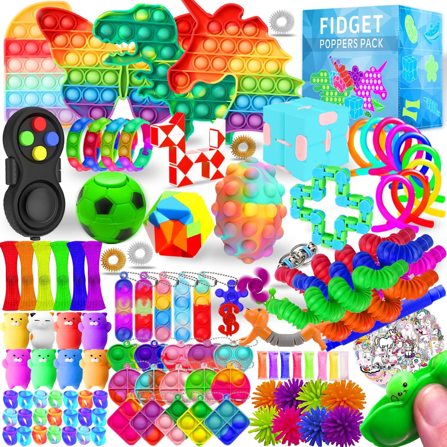 Fidget Toys, 120 Pack Fidgets Set Stocking Stuffers for Kids Party Favors Autism Sensory Toy Bulk Adults Kids Boys Girls Teens Stress Autistic ADHD Anxiety Carnival Treasure Classroom Prizes