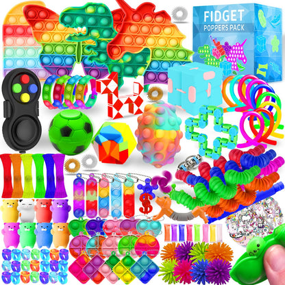 Fidget Toys, 120 Pack Fidgets Set Stocking Stuffers for Kids Party Favors Autism Sensory Toy Bulk Adults Kids Boys Girls Teens Stress Autistic ADHD Anxiety Carnival Treasure Classroom Prizes