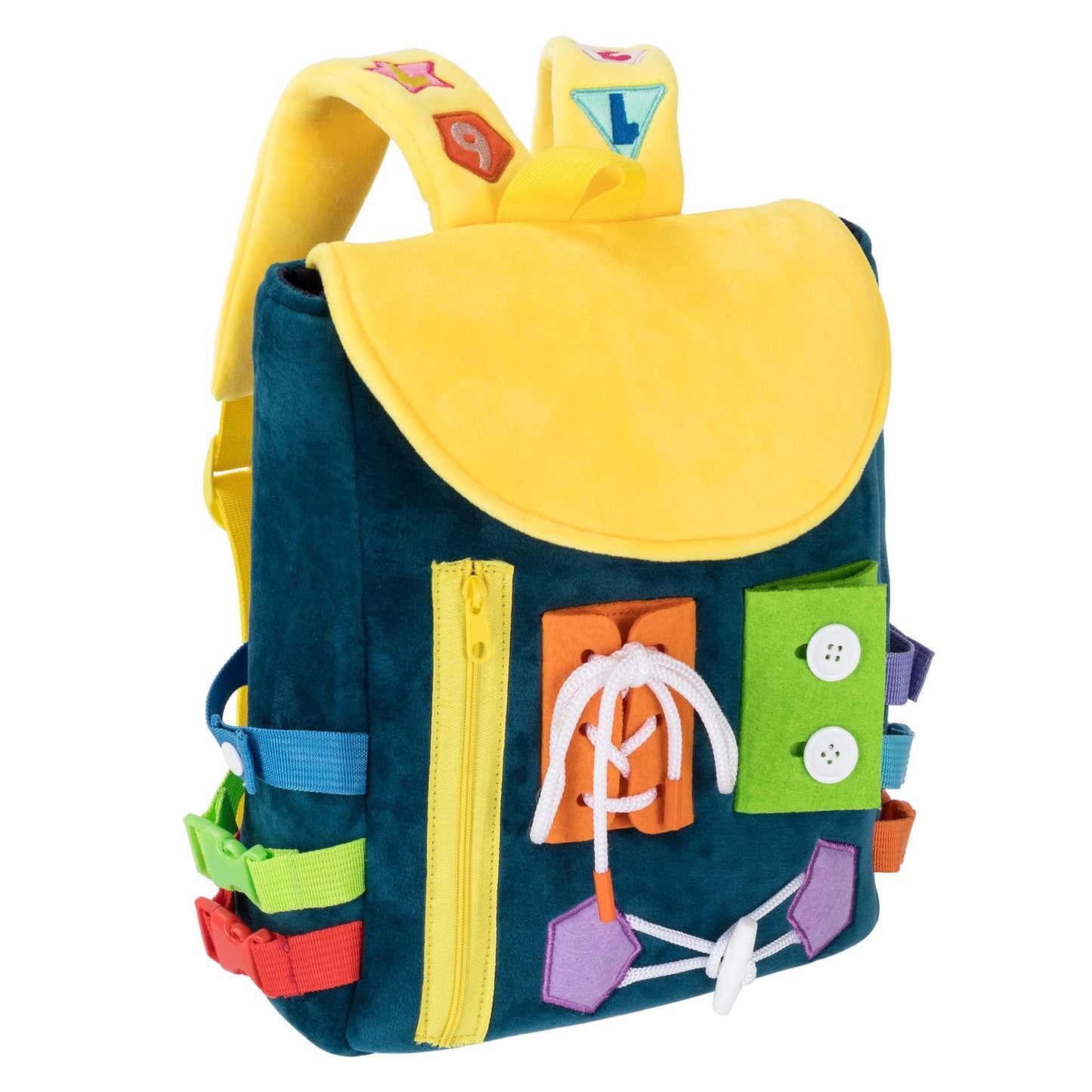 Busy Board - Toddler Backpack with Buckles and Learning Activity Toys - Develop Fine Motor Skills and Basic Life Skills - Learn to Tie Shoes - Children's Travel Toy