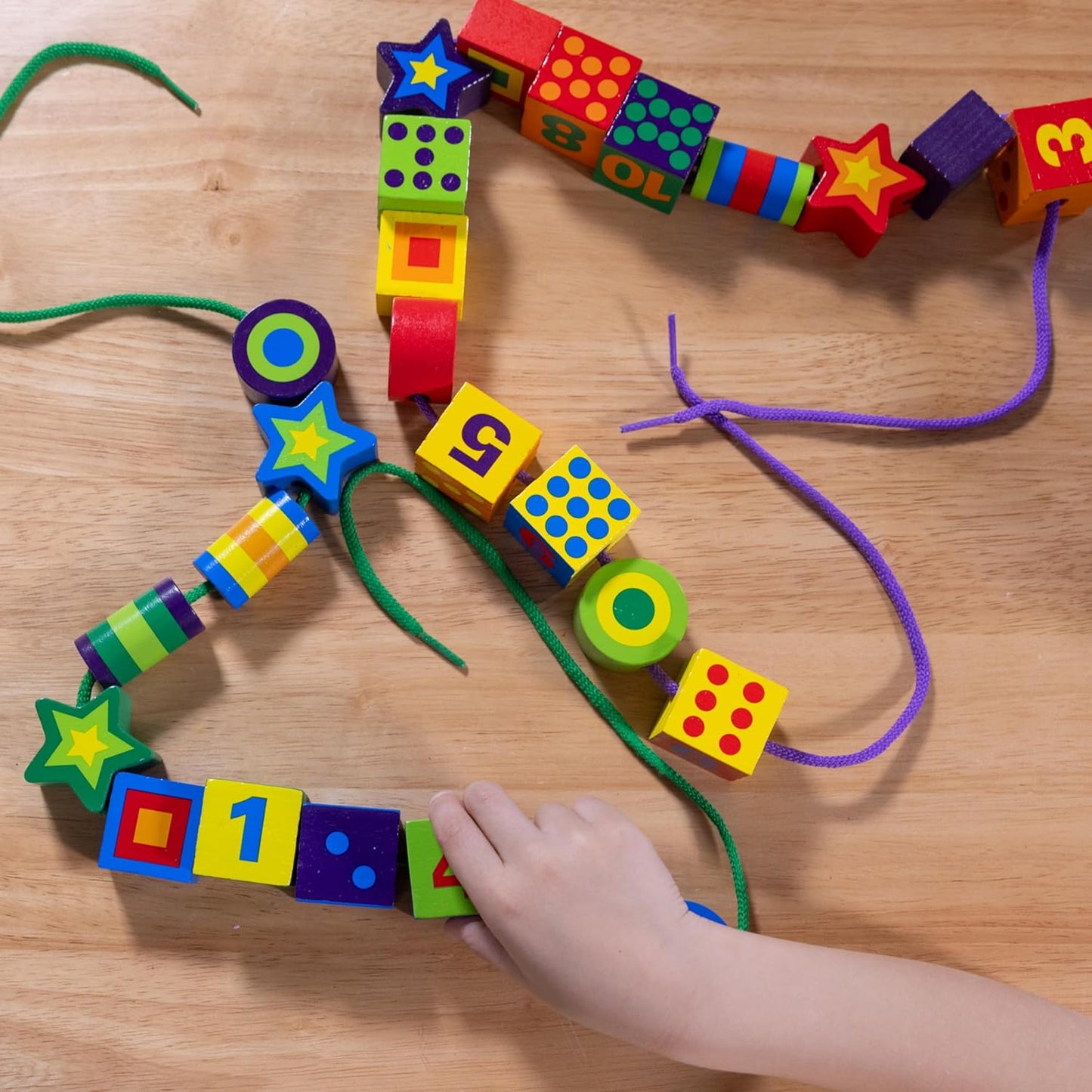 Melissa & Doug Deluxe Wooden Lacing Beads