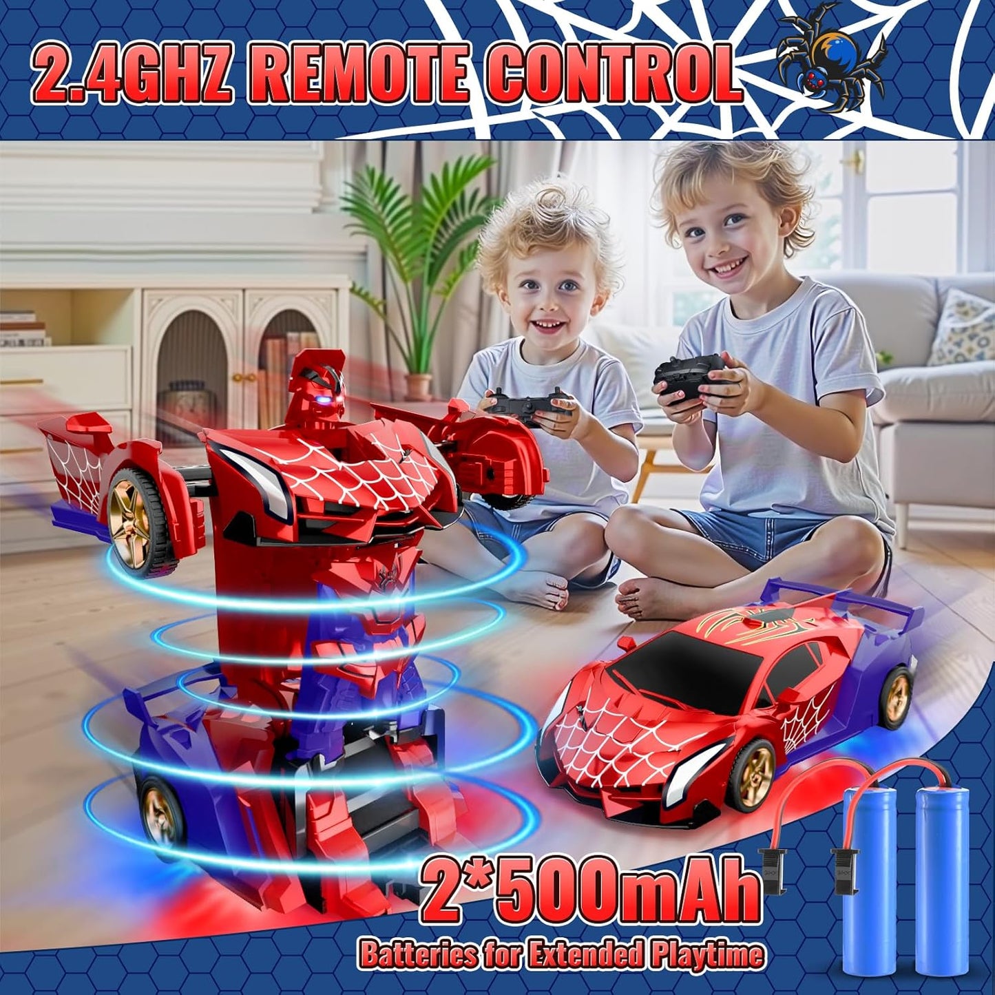 Spider Transform RC Cars Toys with Eye & Underbody Lights