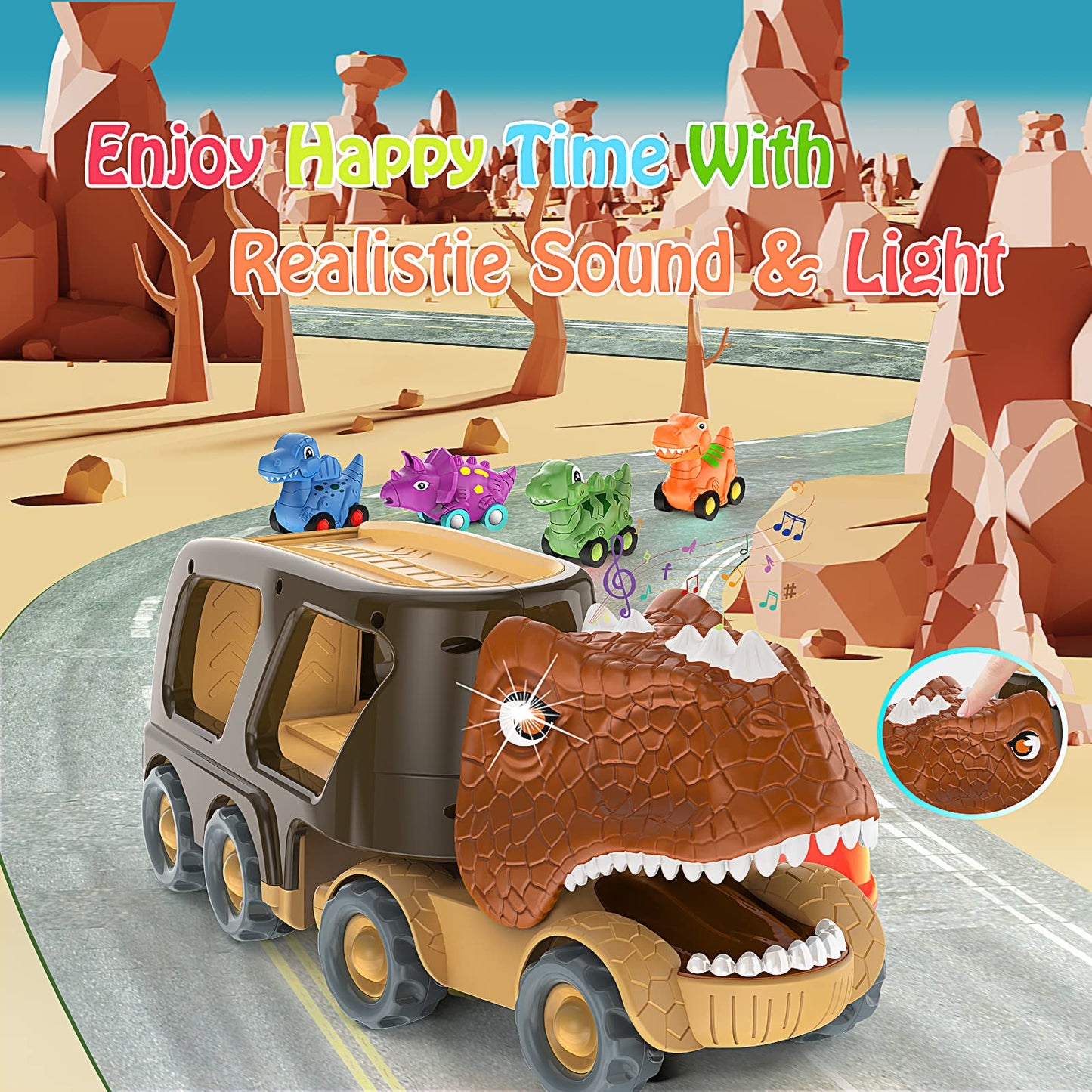 Dinosaur Friction Power Carrier Truck Toy