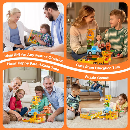 Marble Runs for Kids 4-8,Marble Run for Kids Ages 3-5 with Dinosaur Building Blocks,Dinosaur Toys,STEM Building Toys with 4 Marble Track Compatible with Major Brands