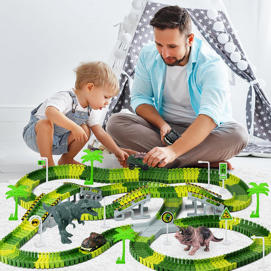 Dinosaur Toys, 252 PCS Create A Dinosaur World Road Race Tracks