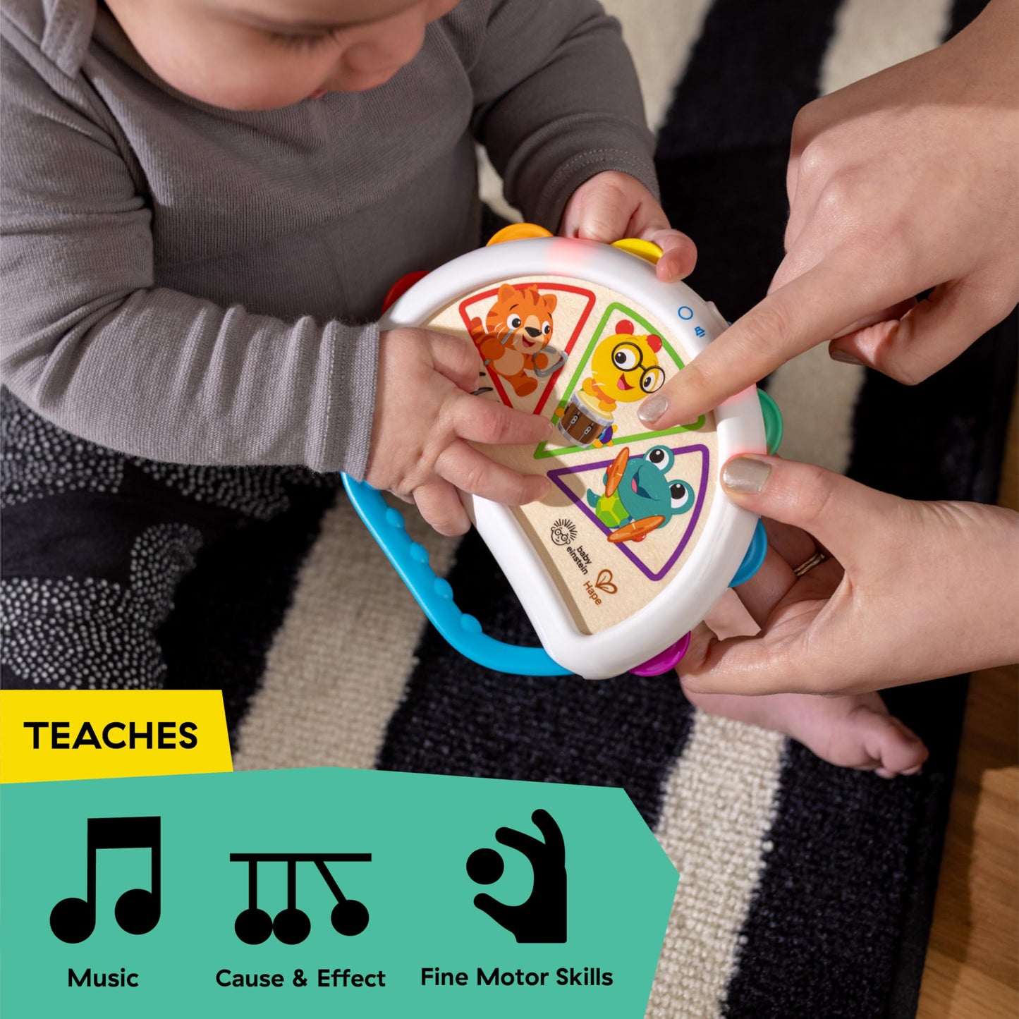 Baby Einstein and Hape Magic Touch Wooden Toy Piano, Montessori Musical Learning Toy for Babies and Toddlers 6mo+