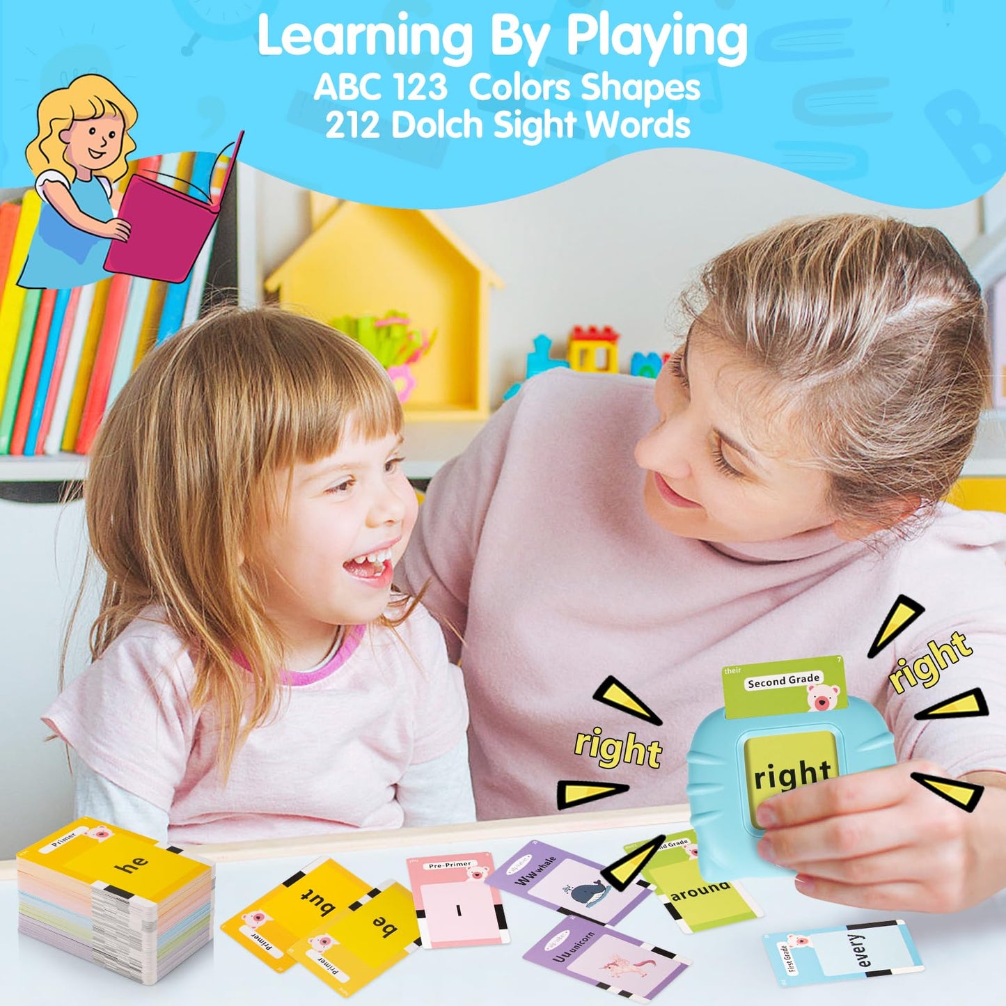 Toddler Toys Sight Words Talking Flash Cards for Ages 2 3 4 Boys and Girls, Autism Sensory Toy for Autistic Children, Learning Educational Montessori Speech Therapy Toys 224 Sight Words