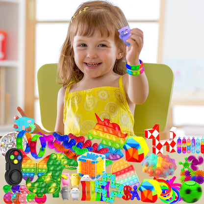 Fidget Toys, 120 Pack Fidgets Set Stocking Stuffers for Kids Party Favors Autism Sensory Toy Bulk Adults Kids Boys Girls Teens Stress Autistic ADHD Anxiety Carnival Treasure Classroom Prizes