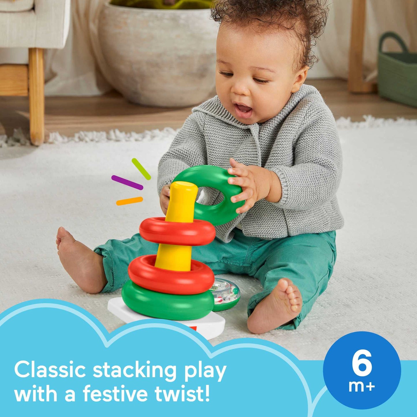 Fisher-Price Infant Toy Set, Baby’s First Blocks (10 Shapes) and Rock-a-Stack Ring Stacking Activity for Ages 6+ Months (Amazon Exclusive)