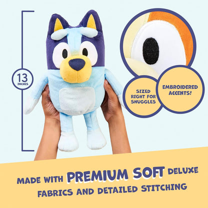 Bluey Talking Plush Toy, 13” Bluey Toys Plush Stuffed Animal, Singing Dog Toys for Kids with 9 Different Phrases, Musical Talk Back Toy Gift for Kids