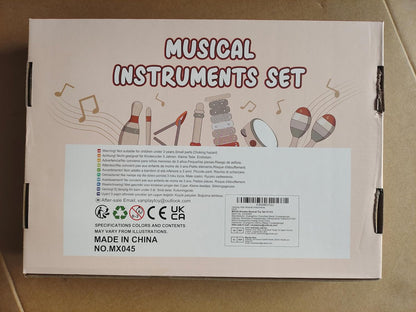 Musical Instruments - 6 in 1 Wooden Musical Toys for 2 3 Year Old Boy & Girls Birthday Gifts, Neutral Colors with Modern Boho Xylophone for Toddler Preschool Educational Toy for Baby 18+ Months