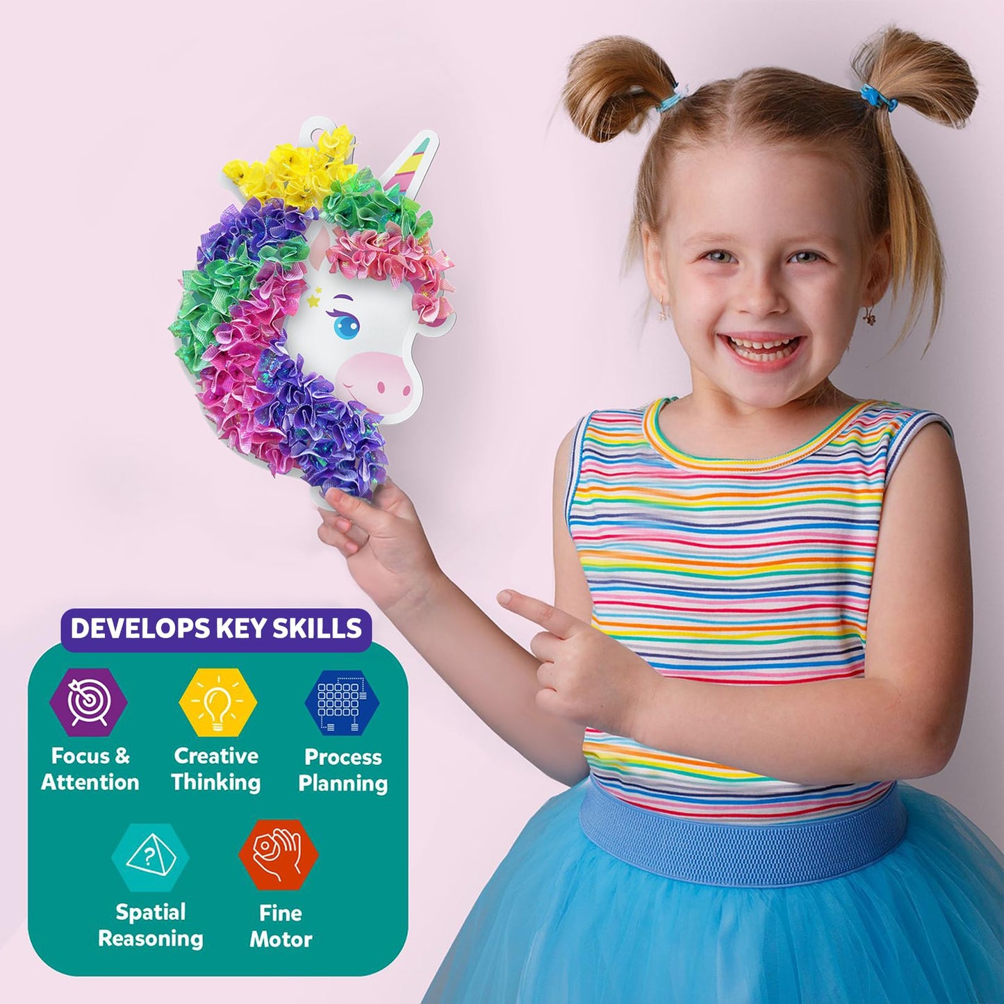 Skillmatics Poke-in Art - Magical Princesses, Mess-Free Fun for Kids, DIY Wood Craft Kits, Creative Activity, Gifts for Girls & Boys Ages 4, 5, 6, 7, 8, 9