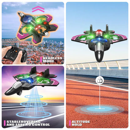 4DRC V32 Foam Remote Control Airplanes RC Planes for Kids Adults 8-16, RC Airplane Fighter Jet with Light, 360° Flip Fighter Jet Toys, Stunt Roll, Airplane Toy Gifts for Kids Boys