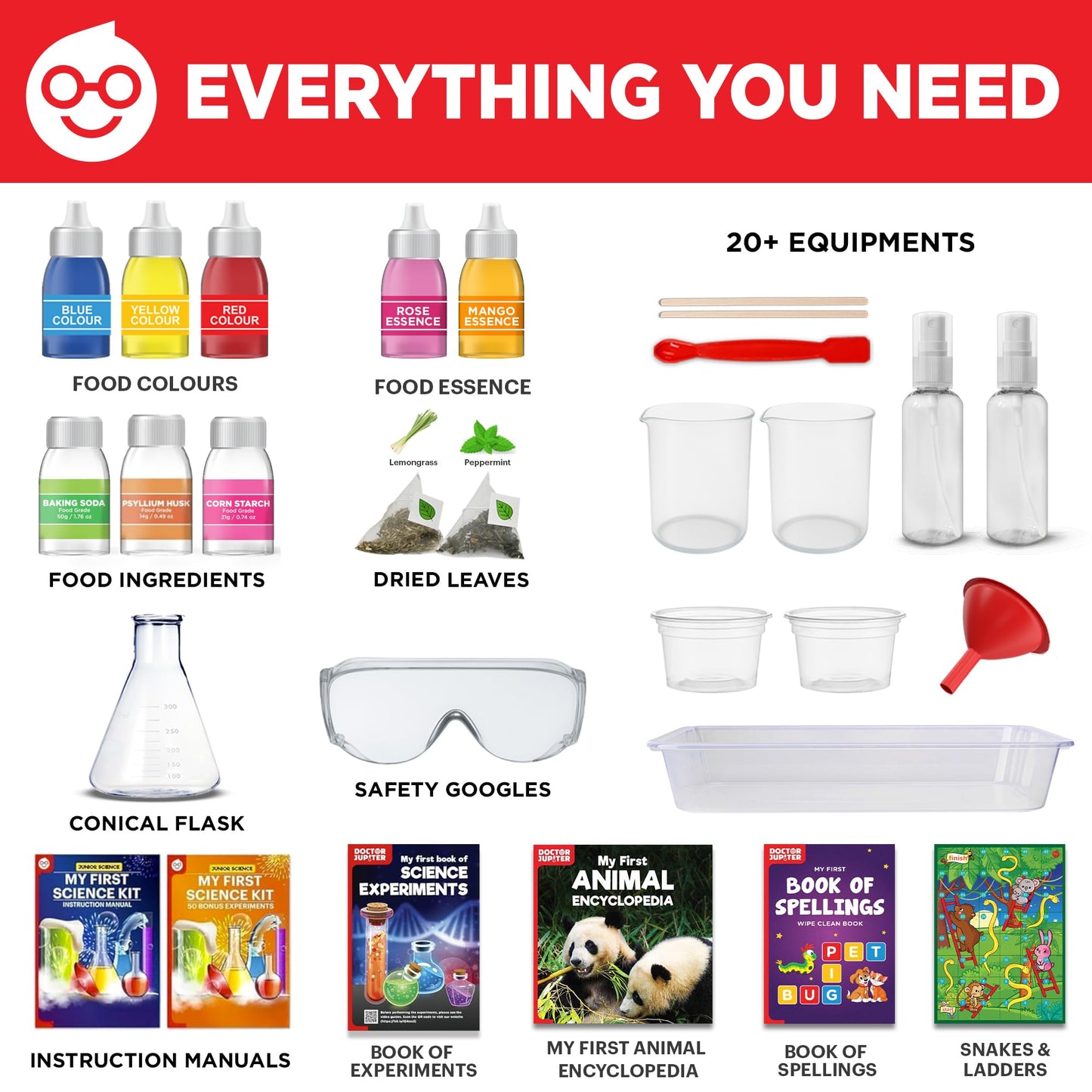 Doctor Jupiter My First Science Kit for Kids Ages 4-5-6-7-8| Birthday Gift Ideas for 4-8-12 Year Old Boys & Girls| Toy Stem Kit with 100+ Experiments| Learning & Educational, Summer Activities
