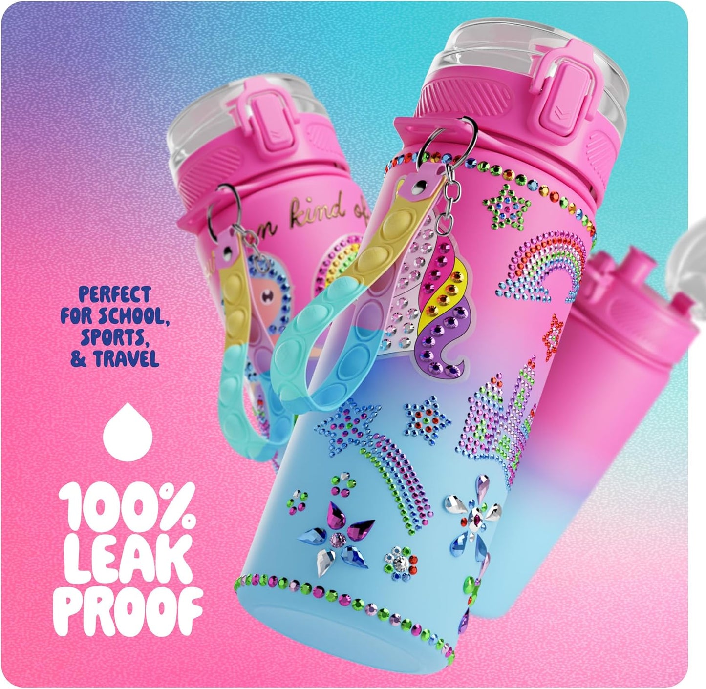 Dan&Darci Decorate Your Own Glow-in-The-Dark Water Bottle Kit for Girls - Gifts for Girl Ages 4-6 5-7 6-8 - 4 5 6 7 8 Year Old Birthday Gift Ideas - Arts and Crafts for Kids Age 6-8 - Unicorn Toys