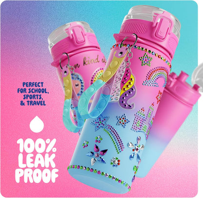 Dan&Darci Decorate Your Own Glow-in-The-Dark Water Bottle Kit for Girls - Gifts for Girl Ages 4-6 5-7 6-8 - 4 5 6 7 8 Year Old Birthday Gift Ideas - Arts and Crafts for Kids Age 6-8 - Unicorn Toys