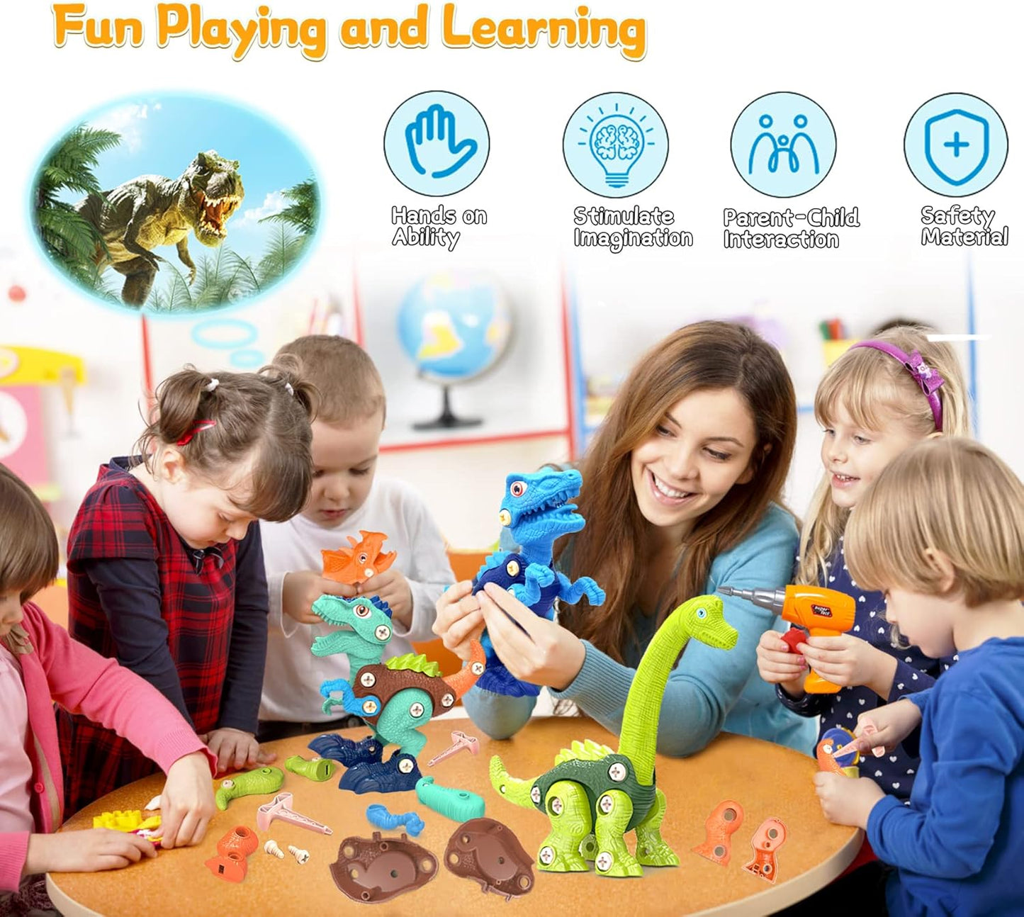 Dinosaur Toys for Kids, 4 Pack Take Apart Dinosaur Toys