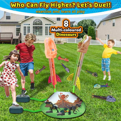 Toys Rocket Launcher for Kids - Launch up to 100 Ft, 8 Multi-Color Foam Rockets & Adjustable Launch Stand, Kids Outdoor Toys, Birthday Toys for Kids Boys Girls Age 3+ Years Old