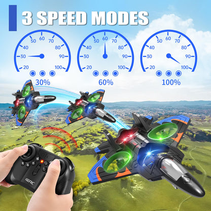 4DRC V32 Foam Remote Control Airplanes RC Planes for Kids Adults 8-16, RC Airplane Fighter Jet with Light, 360° Flip Fighter Jet Toys, Stunt Roll, Airplane Toy Gifts for Kids Boys