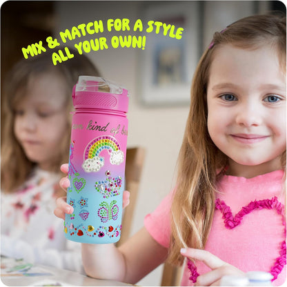 Dan&Darci Decorate Your Own Glow-in-The-Dark Water Bottle Kit for Girls - Gifts for Girl Ages 4-6 5-7 6-8 - 4 5 6 7 8 Year Old Birthday Gift Ideas - Arts and Crafts for Kids Age 6-8 - Unicorn Toys