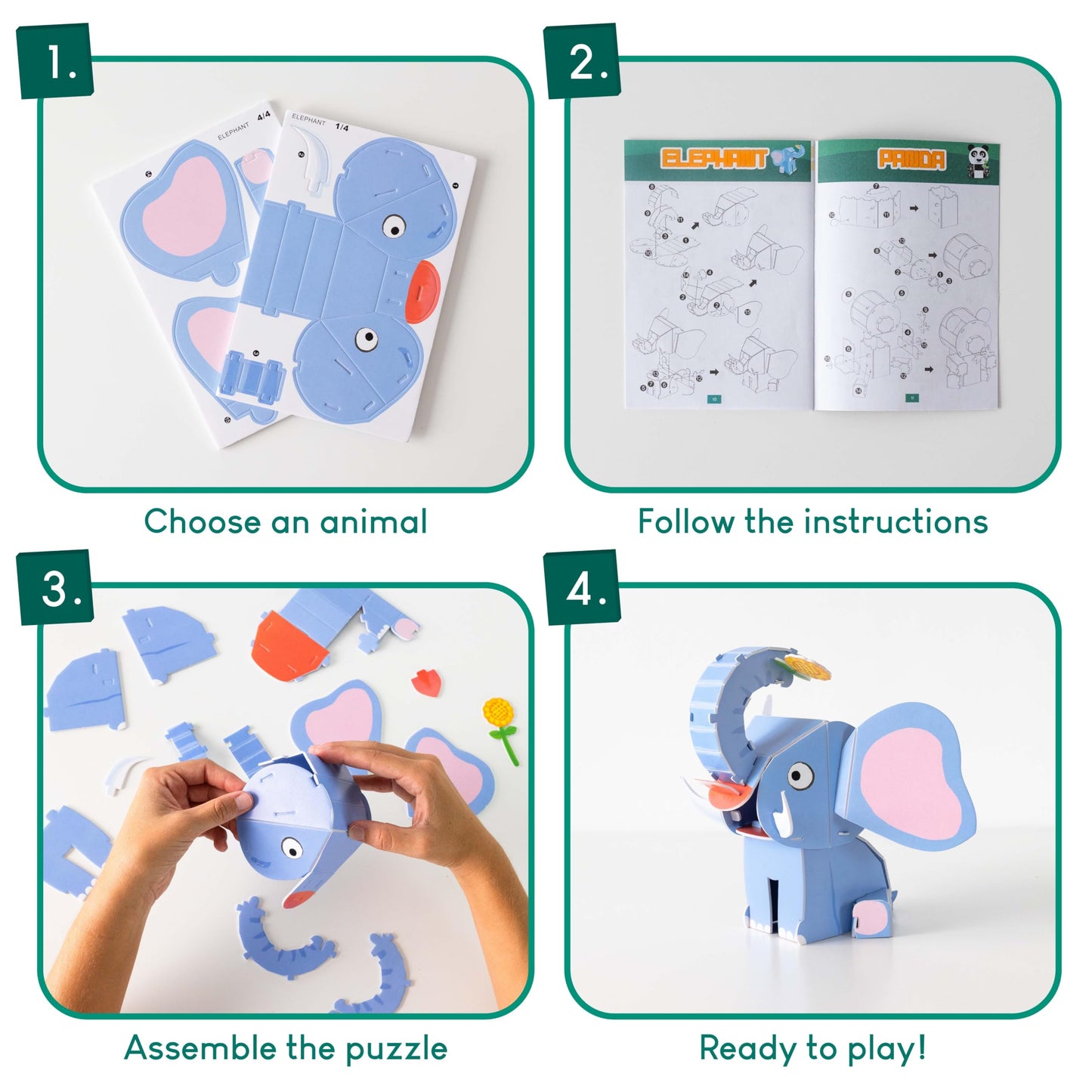 3D Puzzles for Kids Toys Jungle Animals Pack 8 - BONNYCO | 3D Puzzle Jigsaw 6-8 8-13, Educational Girl and Boy Toys, Gifts for Kids Activity, Birthday Gifts for Boys | Rompecabezas 3-D Foam, Christmas