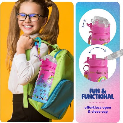 Dan&Darci Decorate Your Own Glow-in-The-Dark Water Bottle Kit for Girls - Gifts for Girl Ages 4-6 5-7 6-8 - 4 5 6 7 8 Year Old Birthday Gift Ideas - Arts and Crafts for Kids Age 6-8 - Unicorn Toys