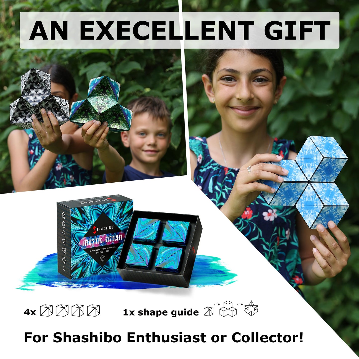 Shashibo Shape Shifting Box - STEM Magnetic Fidget Cube That Transforms Into Over 70 Shapes, Download Fun in Motion Toys Mobile App (Spaced Out)