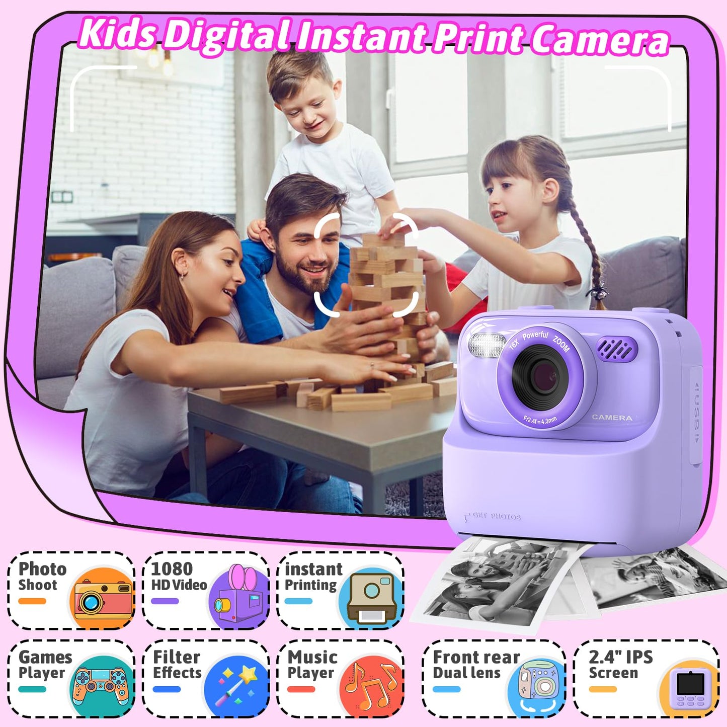 Upgrade Kids Camera Instant Print for Boys and Girls