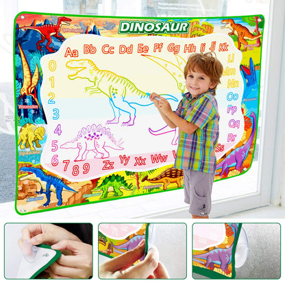 Jasonwell Aqua Water Doodle Mat 31x31 Inches Large Magic Drawing Doodling Mat Coloring Mat Educational Toys Christmas Birthday Gifts for Kids Toddler Boys Girls Age 2 3 4 5 6 7 8 Year Old (Alphabet)
