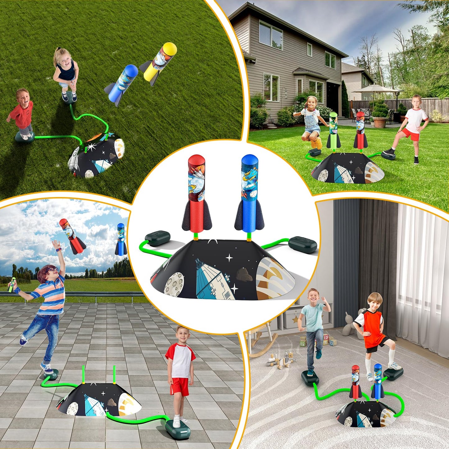 Toys Rocket Launcher for Kids - Launch up to 100 Ft, 8 Multi-Color Foam Rockets & Adjustable Launch Stand, Kids Outdoor Toys, Birthday Toys for Kids Boys Girls Age 3+ Years Old