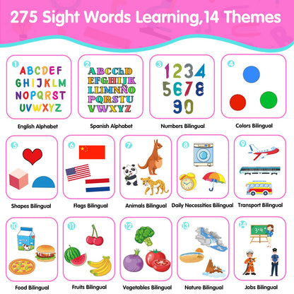 Toddler Toys Sight Words Talking Flash Cards for Ages 2 3 4 Boys and Girls, Autism Sensory Toy for Autistic Children, Learning Educational Montessori Speech Therapy Toys 224 Sight Words